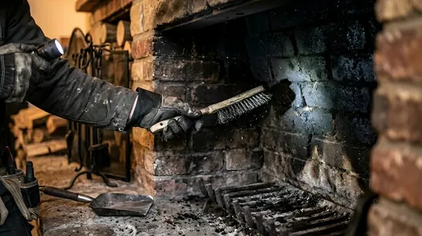 Cleaning a small 19th-century coal firebox in German Village